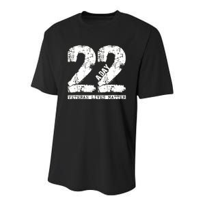 22 A Day Veteran 22 A Day Veteran Suicide Youth Performance Sprint T-Shirt