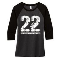 22 A Day Veteran 22 A Day Veteran Suicide Women's Tri-Blend 3/4-Sleeve Raglan Shirt