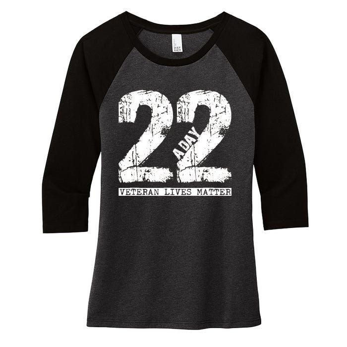 22 A Day Veteran 22 A Day Veteran Suicide Women's Tri-Blend 3/4-Sleeve Raglan Shirt