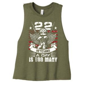 22 A Day Is 22 Too Many Veteran Lives Matter Help Veterans Women's Racerback Cropped Tank