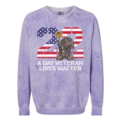 22 A Day Veteran Lives Matter Meaningful Gift Veteran Day Veterans Gift Colorblast Crewneck Sweatshirt