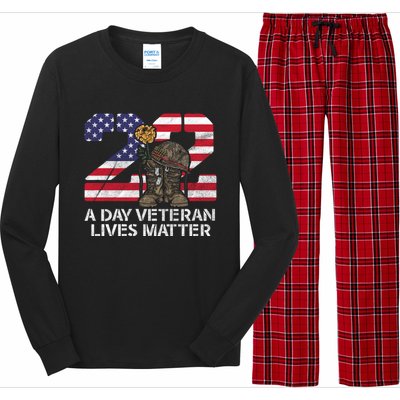 22 A Day Veteran Lives Matter Meaningful Gift Veteran Day Veterans Gift Long Sleeve Pajama Set