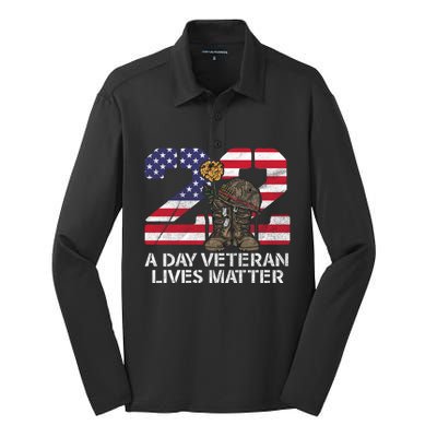 22 A Day Veteran Lives Matter Meaningful Gift Veteran Day Veterans Gift Silk Touch Performance Long Sleeve Polo