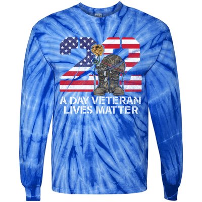 22 A Day Veteran Lives Matter Meaningful Gift Veteran Day Veterans Gift Tie-Dye Long Sleeve Shirt