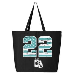 22 A Day Soldier Veteran PTSD Awareness American Flag 25L Jumbo Tote