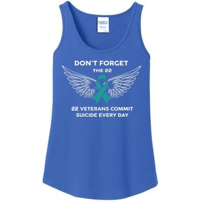 22 A Day Soldier Veteran PTSD Awareness Ladies Essential Tank