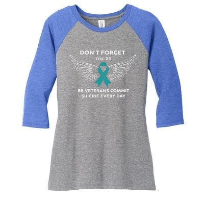 22 A Day Soldier Veteran PTSD Awareness Women's Tri-Blend 3/4-Sleeve Raglan Shirt