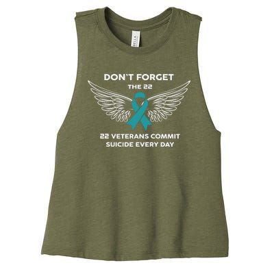 22 A Day Soldier Veteran PTSD Awareness Women's Racerback Cropped Tank