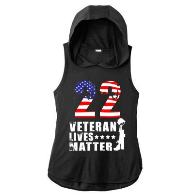 22 A Day Veteran Lives Matter I Veterans Day 2021 Honoring Gift Ladies PosiCharge Tri-Blend Wicking Draft Hoodie Tank