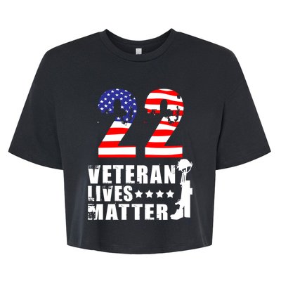 22 A Day Veteran Lives Matter I Veterans Day 2021 Honoring Gift Bella+Canvas Jersey Crop Tee