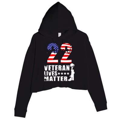 22 A Day Veteran Lives Matter I Veterans Day 2021 Honoring Gift Crop Fleece Hoodie