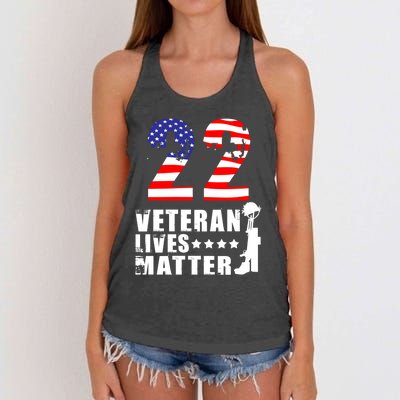 22 A Day Veteran Lives Matter I Veterans Day 2021 Honoring Gift Women's Knotted Racerback Tank