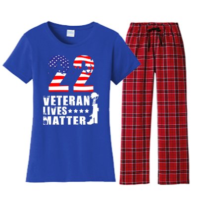 22 A Day Veteran Lives Matter I Veterans Day 2021 Honoring Gift Women's Flannel Pajama Set