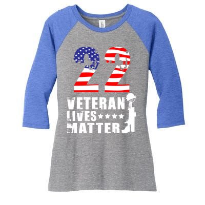 22 A Day Veteran Lives Matter I Veterans Day 2021 Honoring Gift Women's Tri-Blend 3/4-Sleeve Raglan Shirt