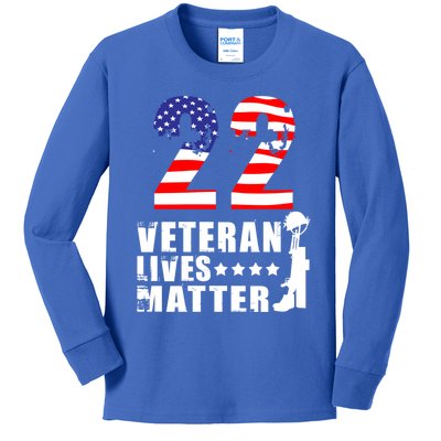 22 A Day Veteran Lives Matter I Veterans Day 2021 Honoring Gift Kids Long Sleeve Shirt