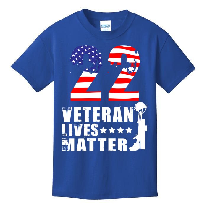 22 A Day Veteran Lives Matter I Veterans Day 2021 Honoring Gift Kids T-Shirt