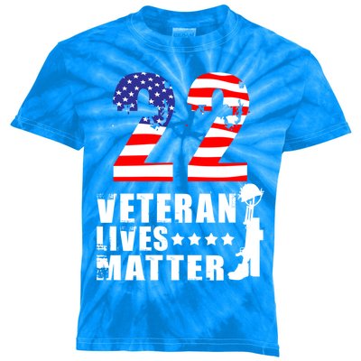 22 A Day Veteran Lives Matter I Veterans Day 2021 Honoring Gift Kids Tie-Dye T-Shirt