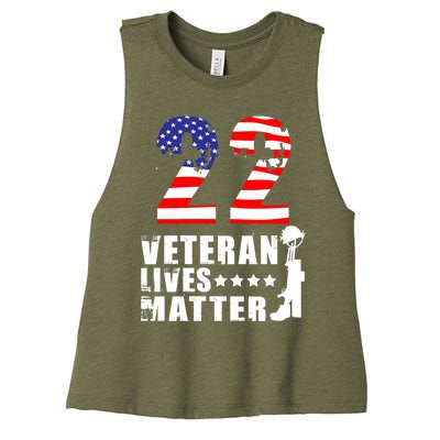 22 A Day Veteran Lives Matter I Veterans Day 2021 Honoring Gift Women's Racerback Cropped Tank