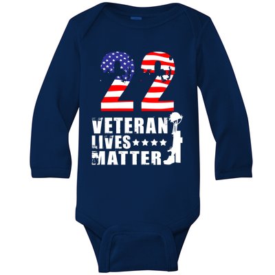 22 A Day Veteran Lives Matter I Veterans Day 2021 Honoring Gift Baby Long Sleeve Bodysuit