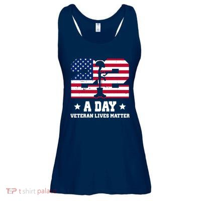 22 A Day Veteran Lives Matter Ladies Essential Flowy Tank