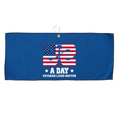 22 A Day Veteran Lives Matter Large Microfiber Waffle Golf Towel
