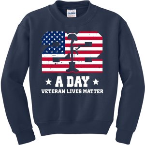 22 A Day Veteran Lives Matter Kids Sweatshirt