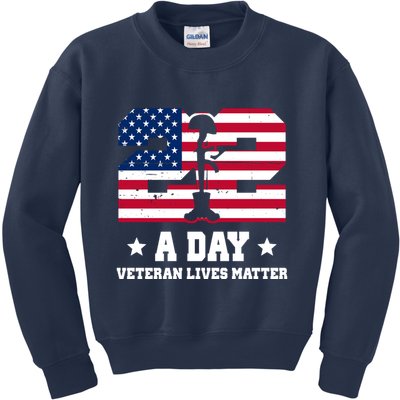 22 A Day Veteran Lives Matter Kids Sweatshirt