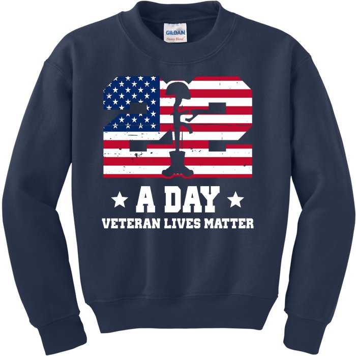 22 A Day Veteran Lives Matter Kids Sweatshirt