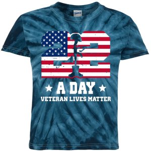 22 A Day Veteran Lives Matter Kids Tie-Dye T-Shirt