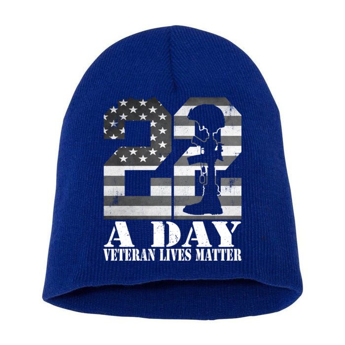 22 A Day Veteran Lives Matter American Flag Military Veteran Great Gift Short Acrylic Beanie