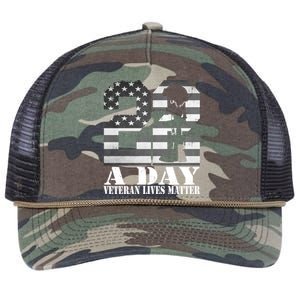 22 A Day Veteran Lives Matter American Flag Military Veteran Great Gift Retro Rope Trucker Hat Cap