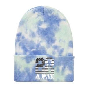 22 A Day Veteran Lives Matter American Flag Military Veteran Great Gift Tie Dye 12in Knit Beanie