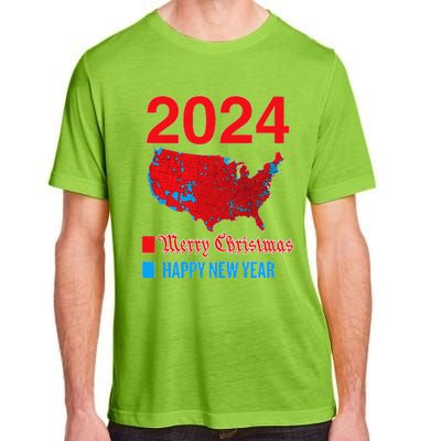 2024 Accurate Election Map Merry Christmas Happy New Year Adult ChromaSoft Performance T-Shirt