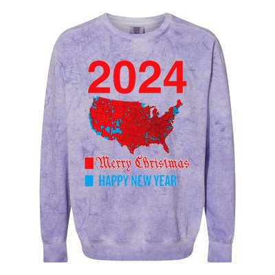 2024 Accurate Election Map Merry Christmas Happy New Year Colorblast Crewneck Sweatshirt