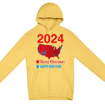 2024 Accurate Election Map Merry Christmas Happy New Year Premium Pullover Hoodie