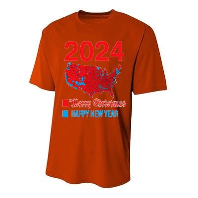 2024 Accurate Election Map Merry Christmas Happy New Year Performance Sprint T-Shirt