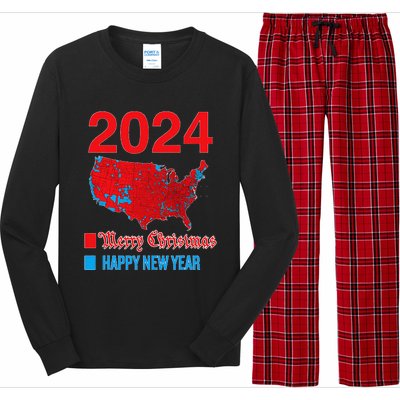 2024 Accurate Election Map Merry Christmas Happy New Year Long Sleeve Pajama Set