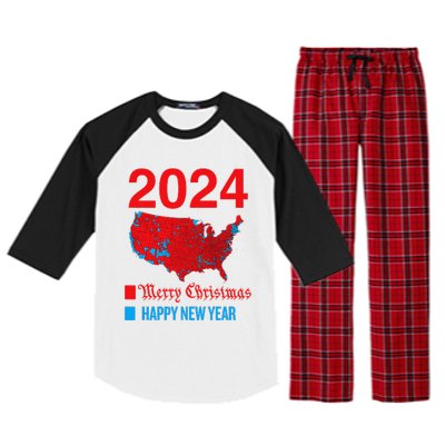 2024 Accurate Election Map Merry Christmas Happy New Year Raglan Sleeve Pajama Set