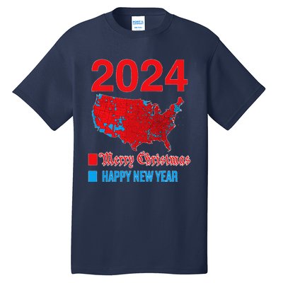 2024 Accurate Election Map Merry Christmas Happy New Year Tall T-Shirt