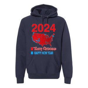 2024 Accurate Election Map Merry Christmas Happy New Year Premium Hoodie