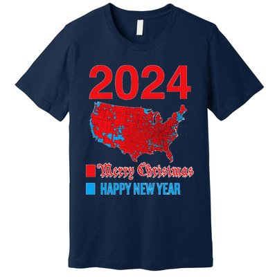 2024 Accurate Election Map Merry Christmas Happy New Year Premium T-Shirt