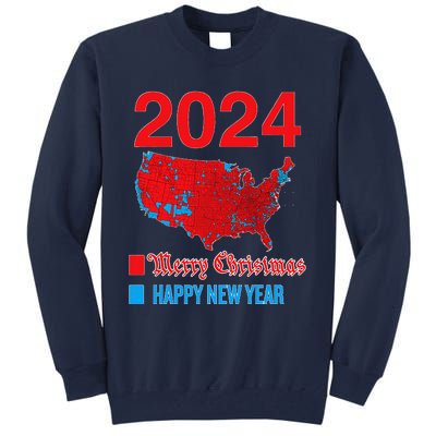 2024 Accurate Election Map Merry Christmas Happy New Year Tall Sweatshirt