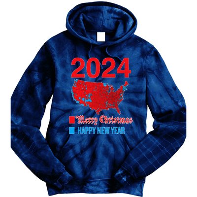 2024 Accurate Election Map Merry Christmas Happy New Year Tie Dye Hoodie