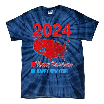 2024 Accurate Election Map Merry Christmas Happy New Year Tie-Dye T-Shirt