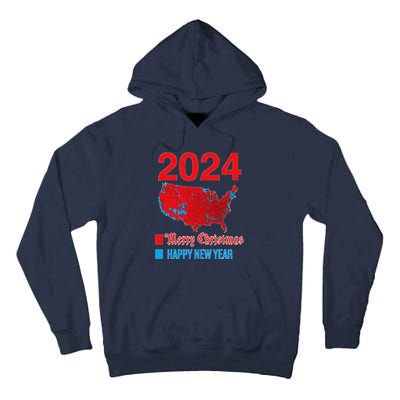 2024 Accurate Election Map Merry Christmas Happy New Year Tall Hoodie