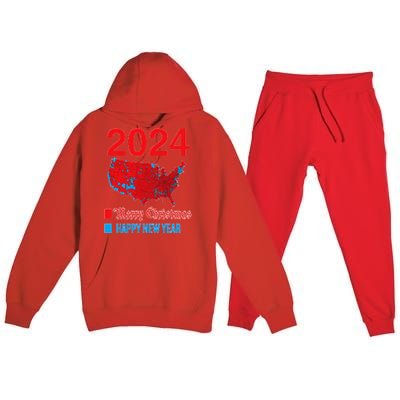 2024 Accurate Election Map Merry Christmas Happy New Year Premium Hooded Sweatsuit Set