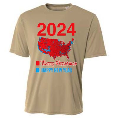 2024 Accurate Election Map Merry Christmas Happy New Year Cooling Performance Crew T-Shirt