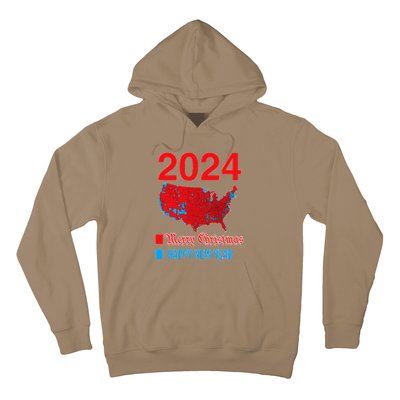 2024 Accurate Election Map Merry Christmas Happy New Year Hoodie