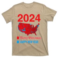 2024 Accurate Election Map Merry Christmas Happy New Year T-Shirt