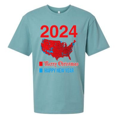 2024 Accurate Election Map Merry Christmas Happy New Year Sueded Cloud Jersey T-Shirt